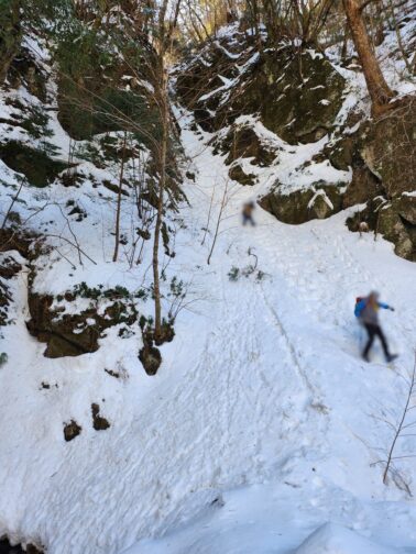 核心部の始まりの急斜面（帰りに下りきって撮影）